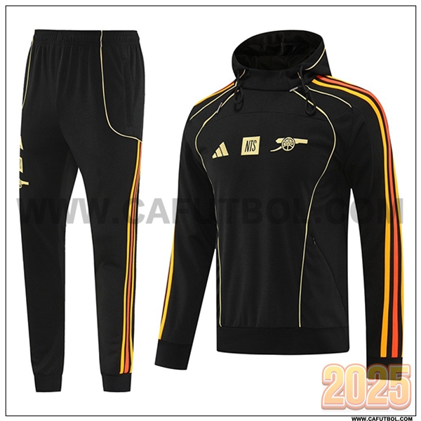 Chaqueta Con Capucha Chandal Arsenal Negro/Naranja 2025 2026