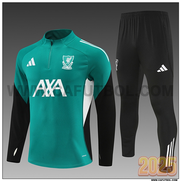 Chandal de Futbol FC Liverpool Ninos Verde/Negro/Blanco 2025 2026