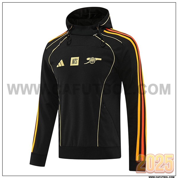 Sudadera Entrenamiento Capucha Arsenal Negro/Naranja 2025 2026