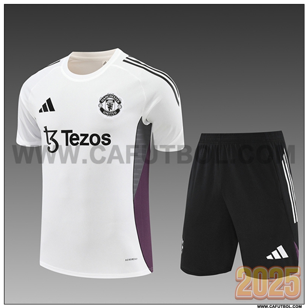 Camiseta Entrenamiento Manchester United Ninos Blanco/Gris/Violeta 2025 2026