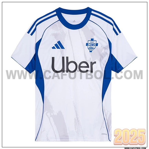 Nuevo Camiseta de Como Segunda 2025 2026 Blanco/Azul