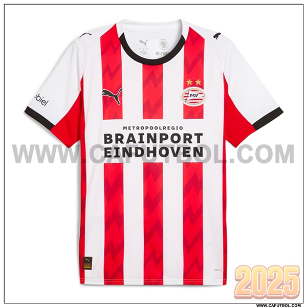 Nuevo Camiseta de PSV Eindhoven Primera 2025 2026 Blanco/Rojo