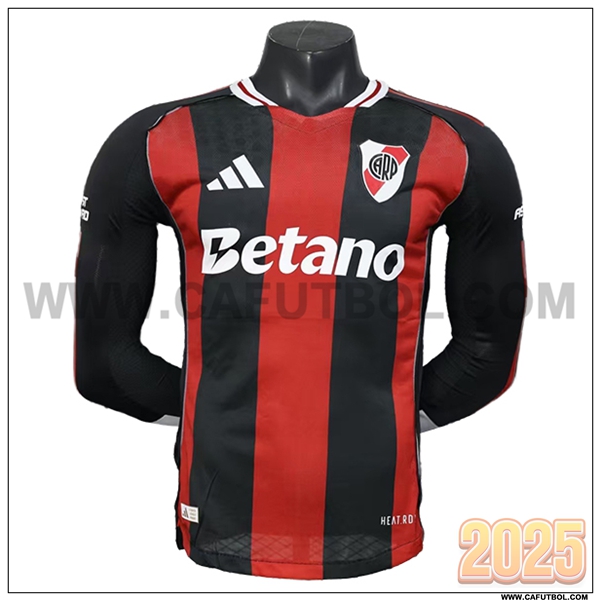 Segunda Camiseta Futbol River Plate Mangas largas Rojo/Negro 2025 2026