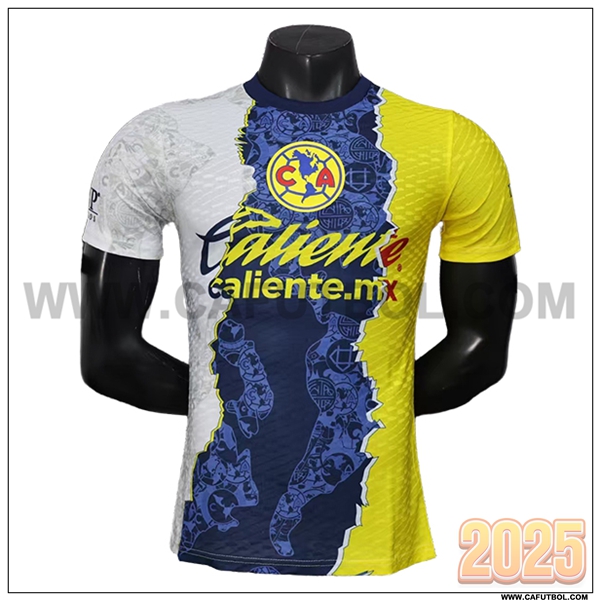 Camiseta Futbol Club America Edicion especial 2025 2026 Blanco/Azul/AMARILLO