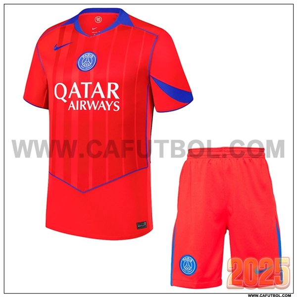 Nuevo Camiseta de Paris PSG Tercero Ninos 2025 2026 Rojo