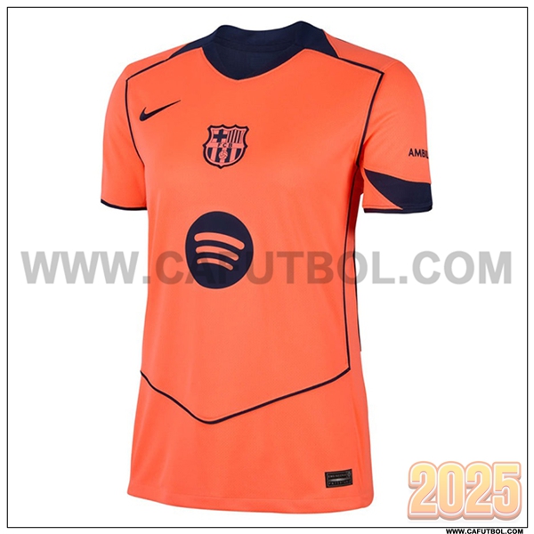 Nuevo Camiseta de FC Barcelona Tercero Mujer 2025 2026 Naranja