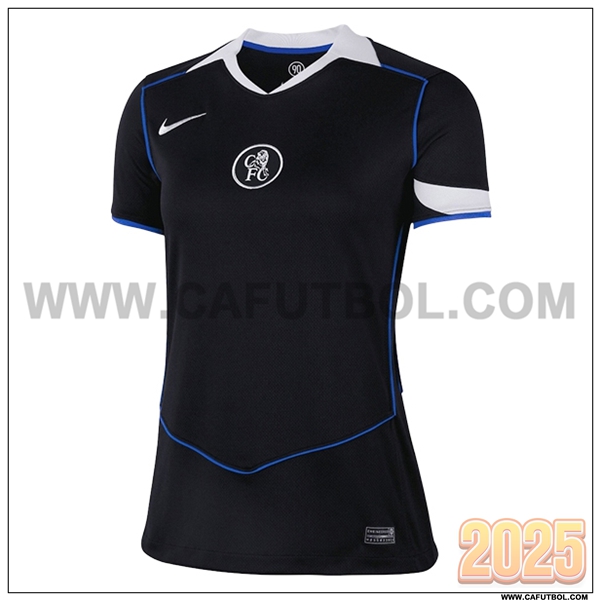 Nuevo Camiseta de FC Chelsea Tercero Mujer 2025 2026 Negro