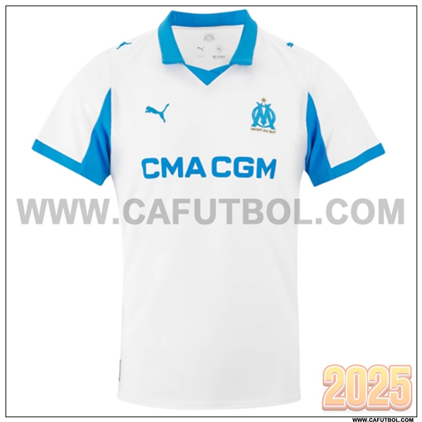 Nuevo Camiseta de Marsella OM Primera Mujer 2025 2026 Blanco/Azul