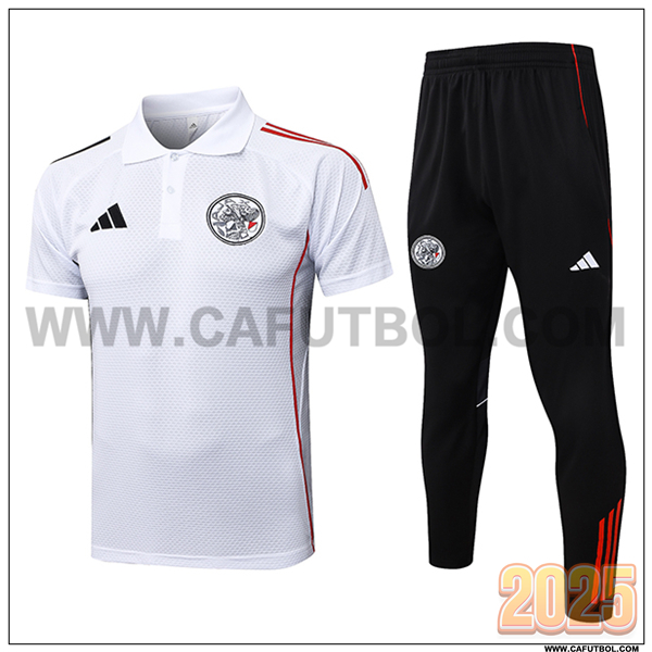 Camiseta Polo Ajax Blanco/Rojo/Negro 2025 2026