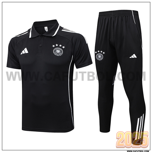 Camiseta Polo Alemania Negro/Blanco 2025 2026