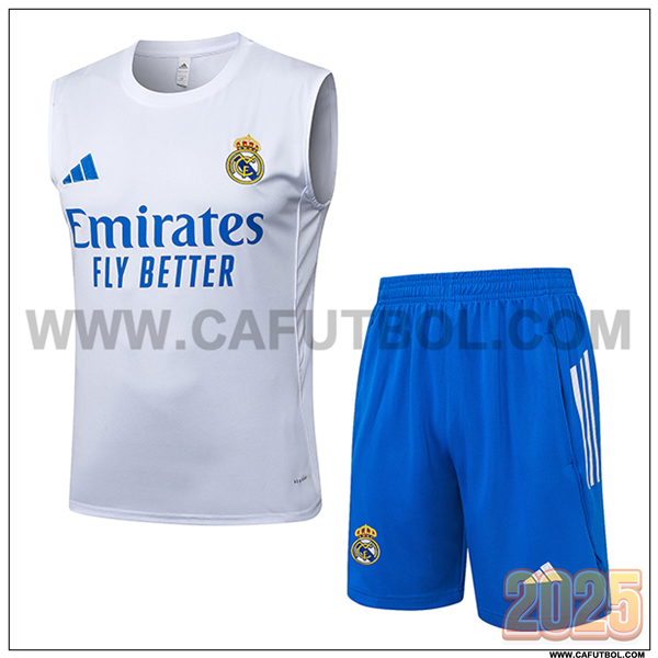 Camiseta Entrenamiento sin mangas Real Madrid Blanco/Azul 2025 2026 -02