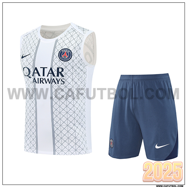 Camiseta Entrenamiento sin mangas PSG Blanco/Gris 2025 2026
