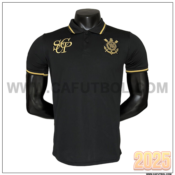 Camiseta Polo Corinthians Negro/Amarillo 2025 2026