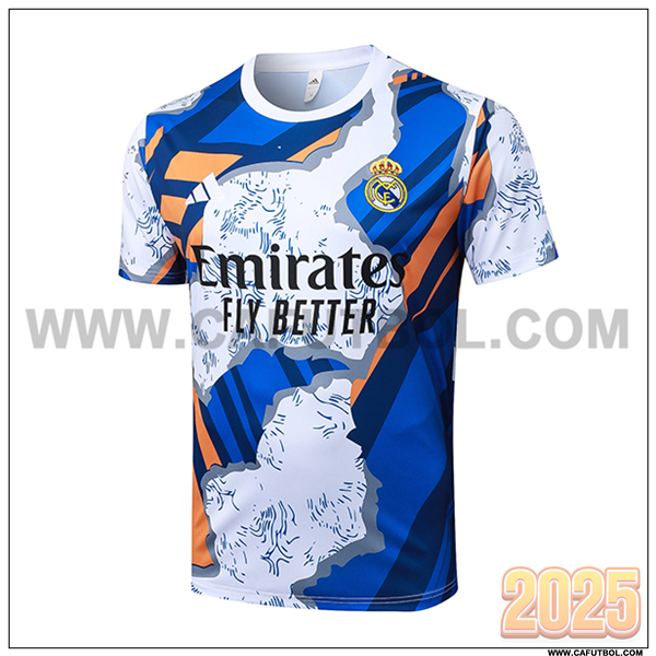 Camiseta Entrenamiento Real Madrid Blanco/Azul/Naranja 2025 2026