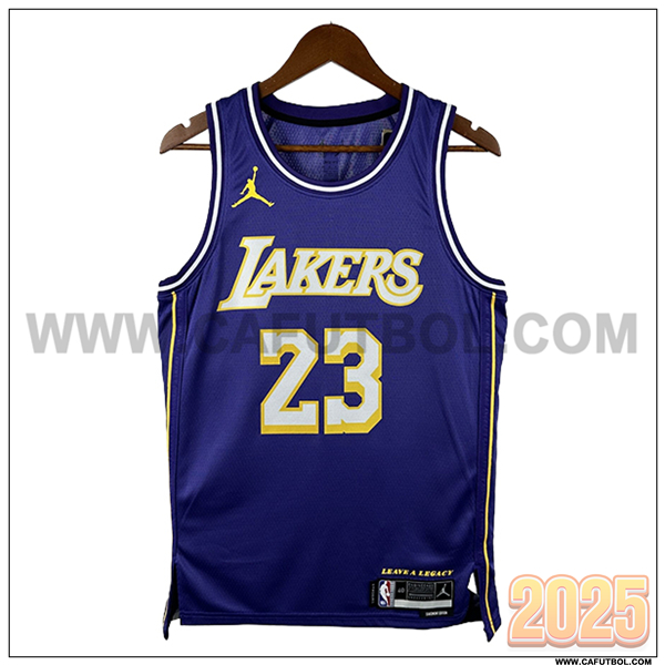 Camisetas NBA Los Angeles Lakers (JAMES #23) 2025/26 Blanco/Violeta/Amarillo