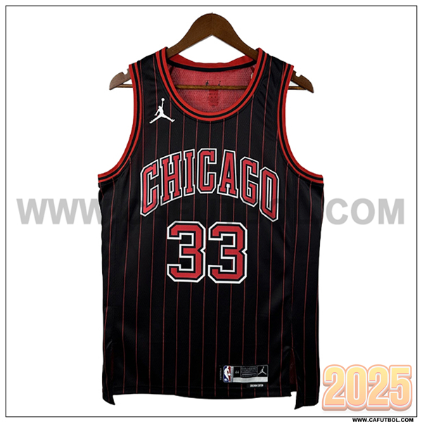 Camisetas NBA Chicago Bulls (PIPPEN #33) 2025/26 Negro/Rojo -02