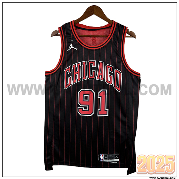 Camisetas NBA Chicago Bulls (RODMAN #91) 2025/26 Negro/Rojo -03