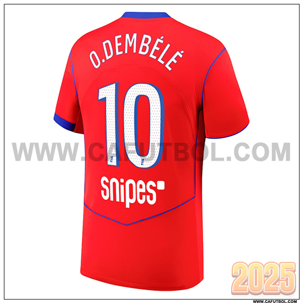 Tercero Camiseta de Paris PSG O.DEMBÉLÉ #10 Rojo 2025 2026