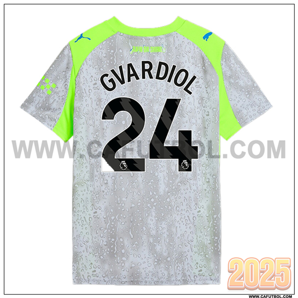 Tercero Camiseta de Manchester City GVARDIOL #24 Gris/Verde 2025 2026