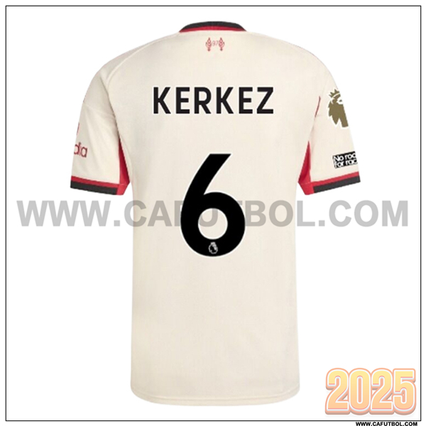 Segunda Camiseta de FC Liverpool KERKEZ #6 Blanco 2025 2026