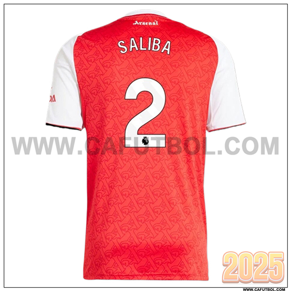 Primera Camiseta de FC Arsenal SALIBA #2 Rojo/Blanco 2025 2026