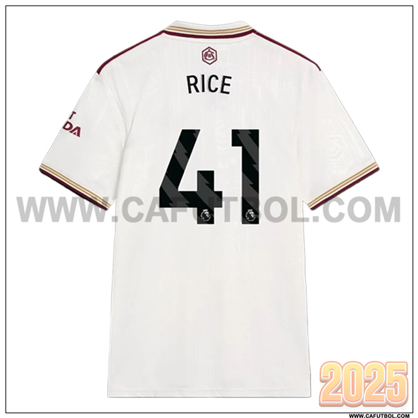 Tercero Camiseta de FC Arsenal RICE #41 Blanco 2025 2026