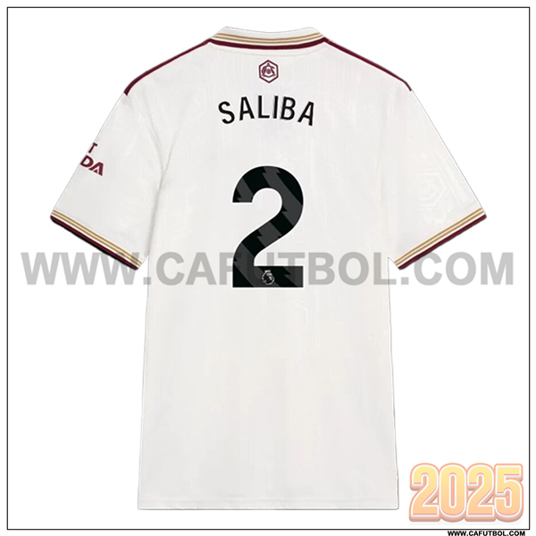 Tercero Camiseta de FC Arsenal SALIBA #2 Blanco 2025 2026