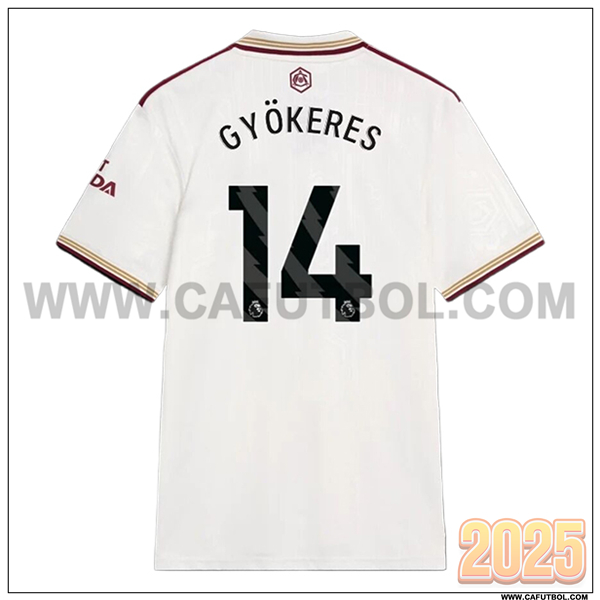 Tercero Camiseta de FC Arsenal GYÖKERES #14 Blanco 2025 2026