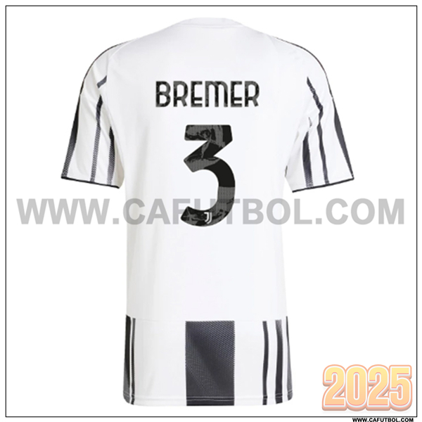 Primera Camiseta de Juventus BREMER #3 Blanco/Negro 2025 2026
