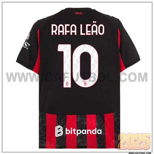 Primera Camiseta de AC Milan RAFAEL LEÃO #10 Negro/Rojo 2025 2026