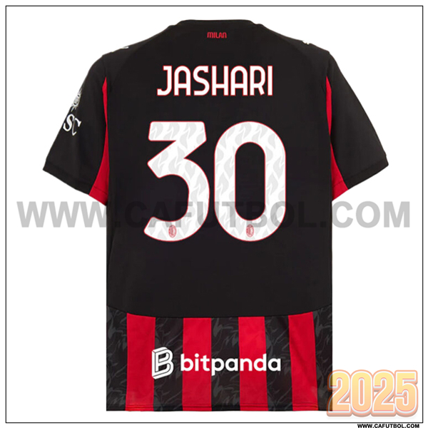 Primera Camiseta de AC Milan JASHARI #30 Negro/Rojo 2025 2026