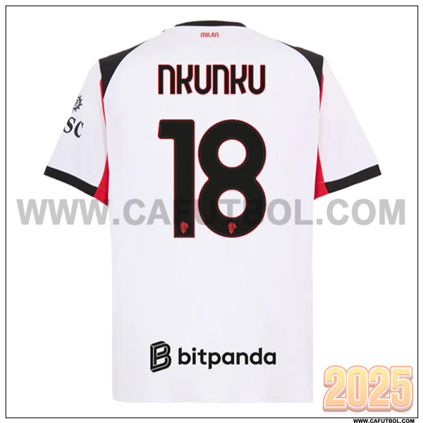 Segunda Camiseta de AC Milan NKUNKU #18 Blanco 2025 2026