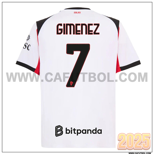 Segunda Camiseta de AC Milan GIMENEZ #7 Blanco 2025 2026