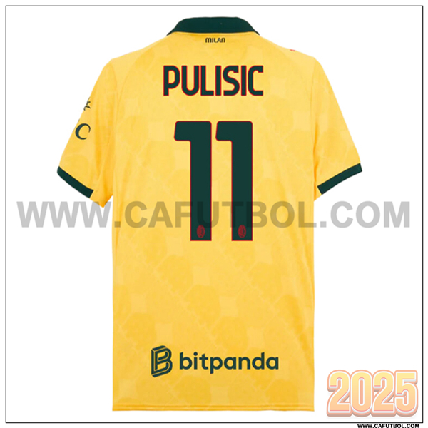 Tercero Camiseta de AC Milan PULISIC #11 AMARILLO 2025 2026