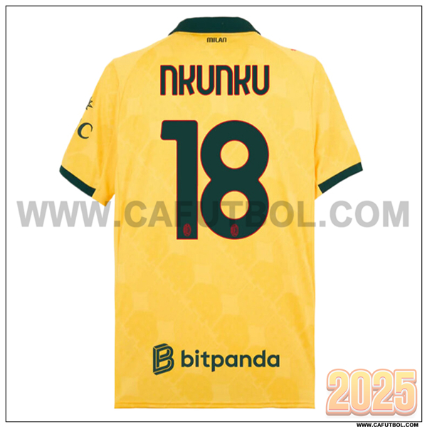Tercero Camiseta de AC Milan NKUNKU #18 AMARILLO 2025 2026