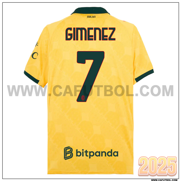 Tercero Camiseta de AC Milan GIMENEZ #7 AMARILLO 2025 2026