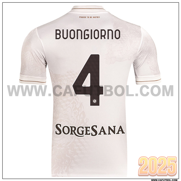 Segunda Camiseta de SSC Napoles BUONGIORNO #4 Blanco 2025 2026