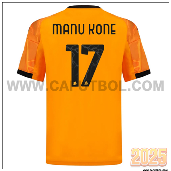 Segunda Camiseta de AS Roma MANU KONÉ #17 Naranja 2025 2026