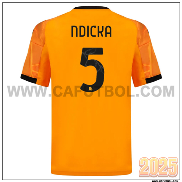 Segunda Camiseta de AS Roma NDICKA #5 Naranja 2025 2026