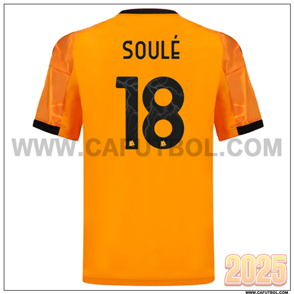 Segunda Camiseta de AS Roma SOULÉ #18 Naranja 2025 2026