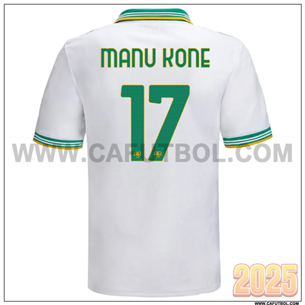 Tercero Camiseta de AS Roma MANU KONÉ #17 Blanco 2025 2026