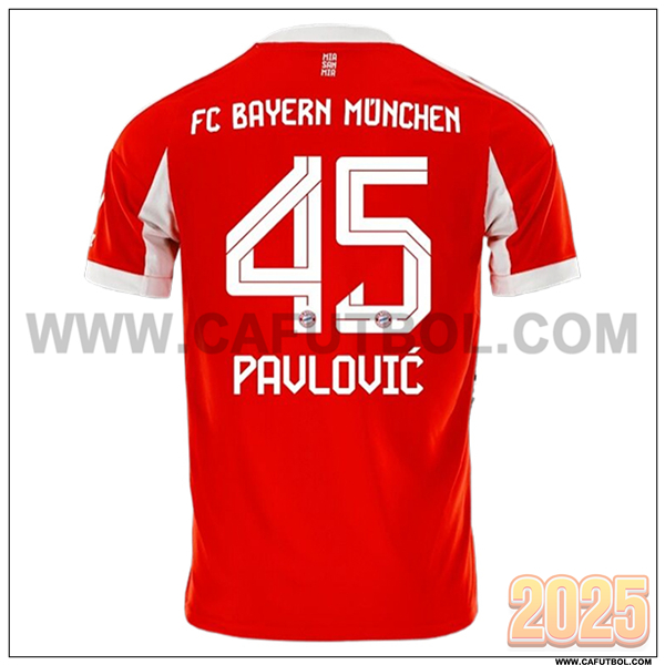 Primera Camiseta de Bayern Munich PAVLOVIC #45 Rojo 2025 2026