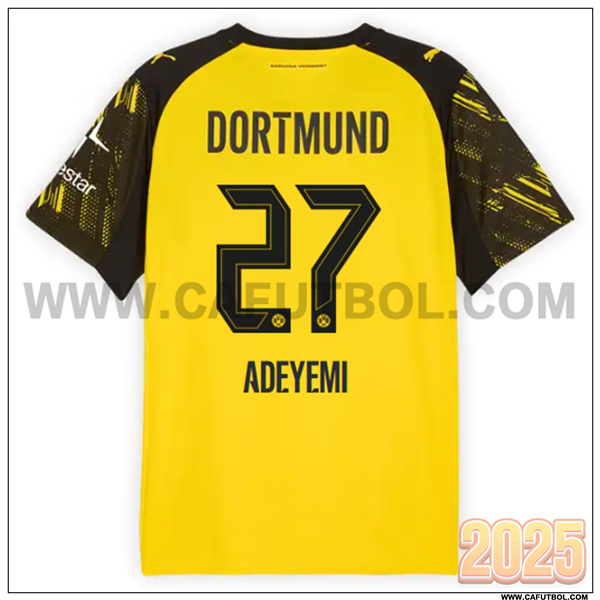 Primera Camiseta de Dortmund BVB ADEYEMI #27 AMARILLO/Negro 2025 2026