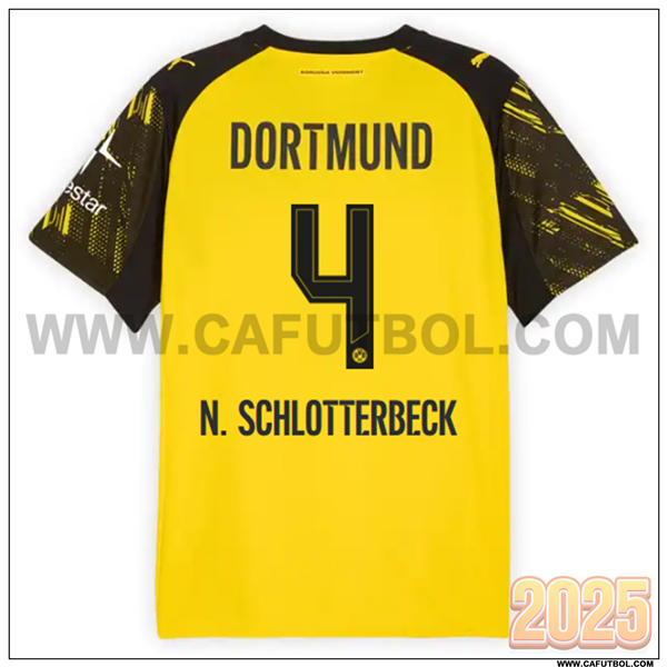 Primera Camiseta de Dortmund BVB N.SCHLOTTERBECK #4 AMARILLO/Negro 2025 2026