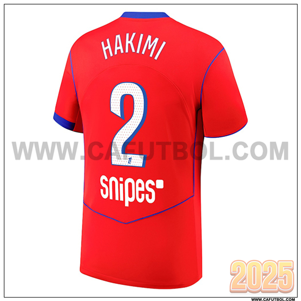 Tercero Camiseta de Paris PSG HAKIMI #9 Rojo 2025 2026