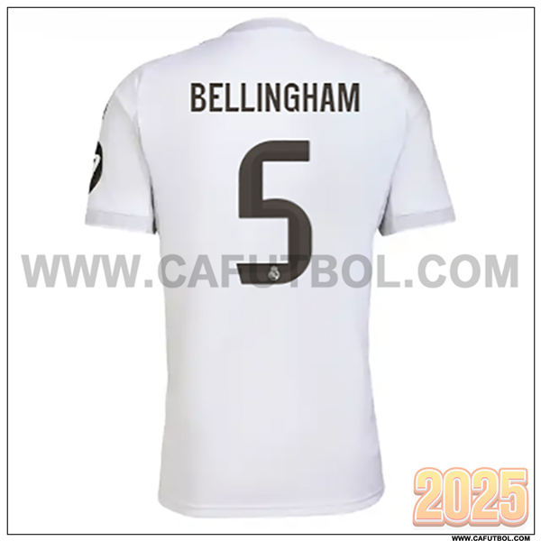 Primera Camiseta de Real Madrid BELLINGHAM #5 Blanco 2025 2026