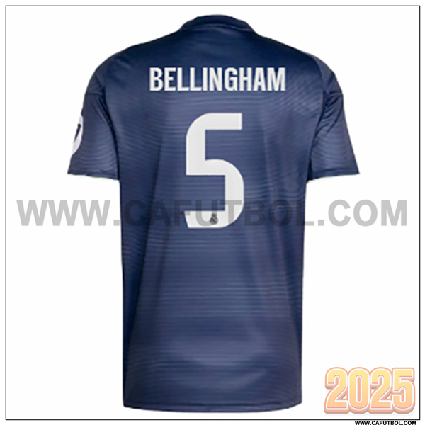 Segunda Camiseta de Real Madrid BELLINGHAM #5 Azul Marina 2025 2026