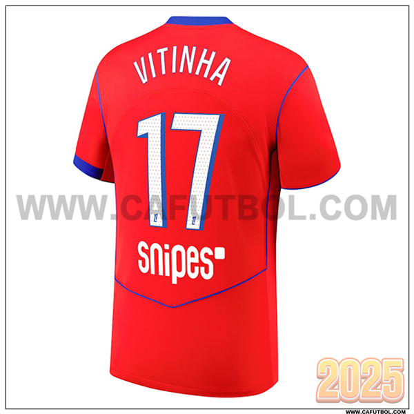 Tercero Camiseta de Paris PSG VITINHA #5 Rojo 2025 2026