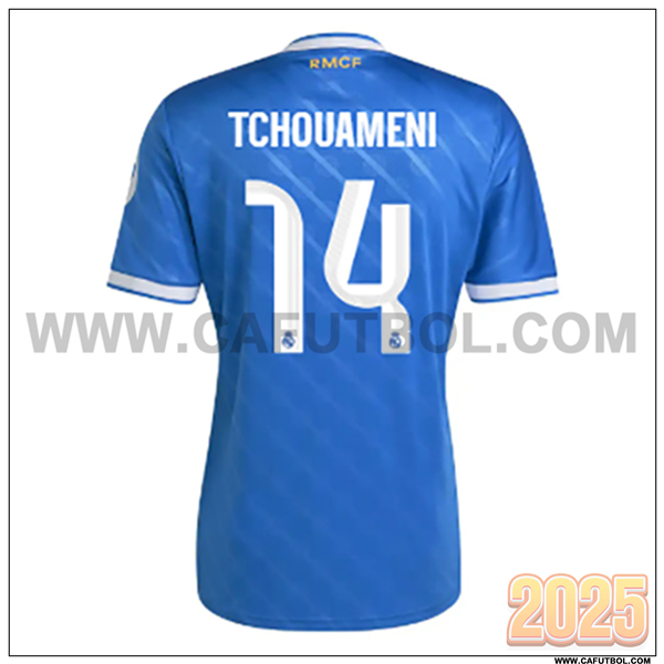 Tercero Camiseta de Real Madrid TCHOUAMÉNI #14 Azul 2025 2026