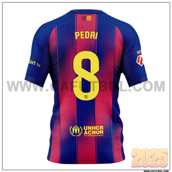 Primera Camiseta de FC Barcelona PEDRI #8 Rojo/Azul 2025 2026
